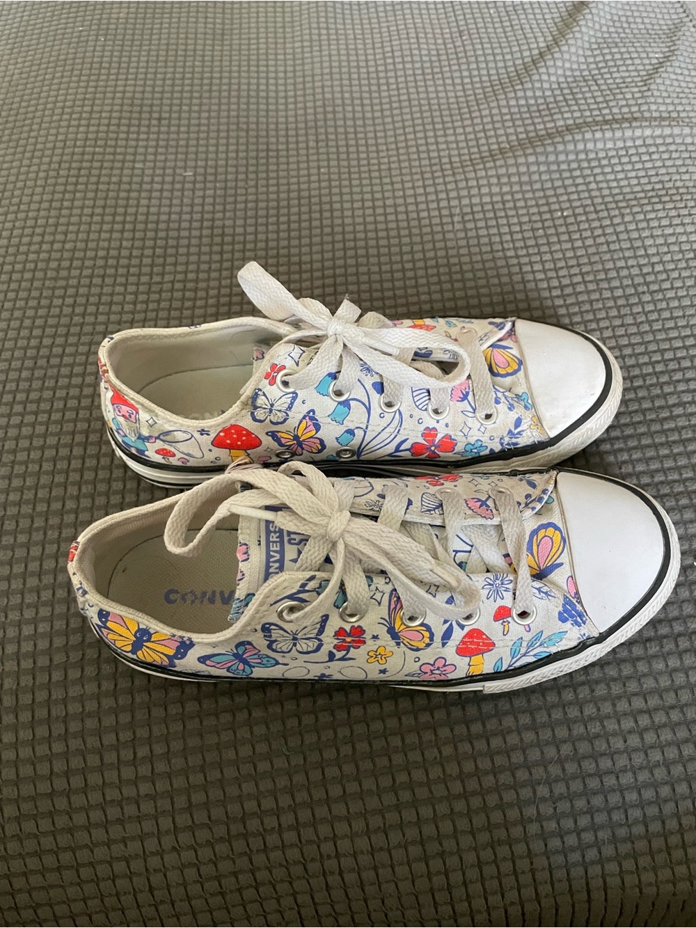 Converse Kids Low Top Sneakers - White with Colorful Butterfly Print